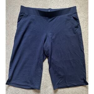 T BY TALBOTS Navy Blue Relaxed Capri Pants Cotton Stretch Pockets Womens 2XP